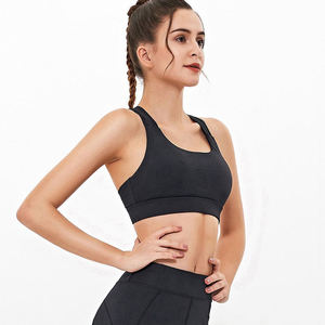Soutien-gorge de sport sans armatures pour femme, dos nageur, couleur unie, respirant, tricoté, toutes saisons - Product Image 1