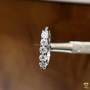 Round Cut Moissanite Five Stone Vintage Style IGI Certified Wedding Band <b>Ring</b> in 925 Sterling Silver Anniversary <b>Ring</b> for Women - Product Image 2