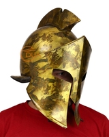 Armure en fer portable 300 King Leonidas pour casque, personnage de film et de télévision, finition polie en laiton plaqué antique