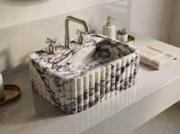Évier en marbre Calacatta Viola sculpté à la main, finition brillante, écologique, pierre naturelle, lavabo de salle de bain, hôtel, 12L