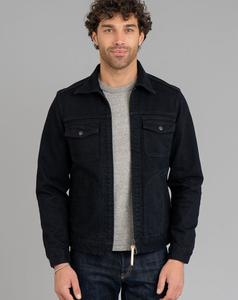 Chaqueta vaquera azul oscuro para hombre 2026 al por mayor, corte regular, color liso, cierre de cremallera, estilo casual de otoño, detalles de costuras, bolsillos - Product Image 1