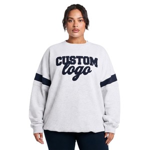 Customized Logo Oversized Color <b>Block</b> Fleece Crewneck Sweatshirts Private Label Women Streetwear Hoodies Manufacturer OEM Vendor - Product Image 1