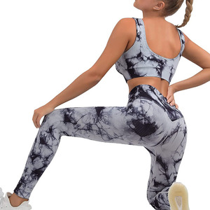 Ensemble de yoga et fitness pour femmes : Crop top et leggings taille haute, deux pièces, en tissu extensible et respirant - Product Image 2