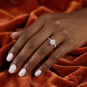 Anillo de Compromiso de Moissanita para Mujer, Corte Ovalado, Anillo Halo de Plata Esterlina, Joyería Fina para Boda, Aniversario, Regalo Elegante - Product Image 5