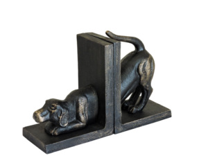 Artesign Impex - Juego de 2 sujetalibros de aluminio negro con diseño de perro, sujetalibros geométricos modernos, decoración metálica para estanterías, para el hogar - Product Image 4