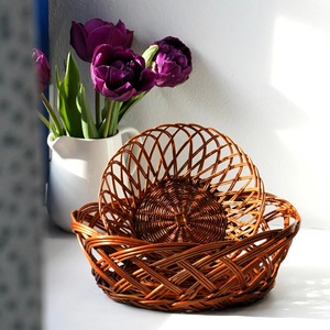 Set 2 Old <b>Bread</b> Fruit <b>Baskets</b> Handmade Eco-Friendly Storage <b>Baskets</b> Natural Rattan Modern Multifunction Artex Green Earth Made - Product Image 1