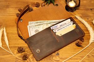 Women's Vintage Luxury Genuine Leather <b>Wallet</b> Designer Long Clutch Fashionable RFID Shoulder Strap <b>Waterproof</b> Large Capacity - Product Image 4