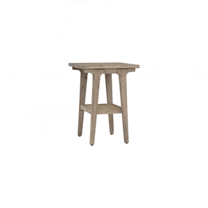 <b>Mid</b>-<b>Century</b> Modern Navara Ash Side <b>Table</b> with Woven Rattan Shelf and Solid Wood Legs for Contemporary Organic Bedrooms and Livin - Product Image 3