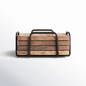 Ensemble de sous-verres en bois de qualité supérieure, forme carrée, texture artistique classique, supports à tasses décoratifs, napperons de table pour la maison et la cuisine à prix avantageux - Product Image 3