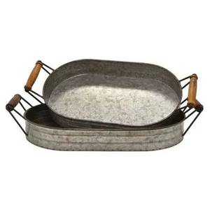 Elegante bandeja de metal galvanizado para el servicio de desayuno en la cama, compatible con varios diseños de mesa. - Product Image 6