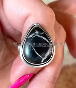 Anillo de piedras preciosas de Plata de Ley 925 de alta calidad, anillo apilable de declaración septaria hecho a mano para compromiso, regalo de boda, joyería - Product Image 1