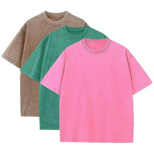 T-shirt délavé de qualité supérieure, style streetwear décontracté pour homme, en coton lavé. - Product Image 1