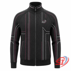 Veste en tricot sur mesure de qualité supérieure, fermeture éclair intégrale, cardigan jacquard côtelé monogrammé, pull streetwear, OEM, marque privée, vente en gros - Product Image 1