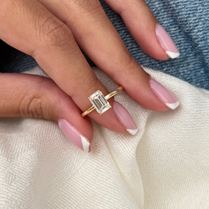 High Quality 1-Carat Lab-Grown Emerald Cut Diamond Classic Engagement Wedding <b>Ring</b> 14K Yellow Gold Prong Setting Direct Factory - Product Image 5