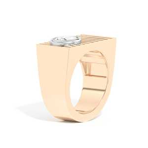 Bague large en or 10k 14k 18k avec diamant de laboratoire ovale de 1 carat, sertie clos, style audacieux, fabrication sur mesure, bijoux de déclaration, vente en gros - Product Image 4