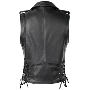 Gilet en cuir pour homme, style motard, coupe ajustée, veste de motard, OEM ODM, cuir véritable, pour la conduite et les loisirs - Product Image 6