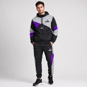 Ensemble de survêtement coupe-vent pour hommes, veste et pantalon légers, vêtements de sport décontractés, vêtements d'entraînement en plein air, vêtements de sport confortables - Product Image 4