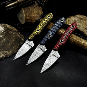 Couteau utilitaire compact fixe pour l'extérieur, pointe tombante, lame droite, EDC, manche intégral en acier à haute teneur en carbone, manche en résine noire, usage industriel - Product Image 4