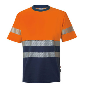 Men's High Visibility Reflective Safety T-Shirt <b>Orange</b> Navy Short Sleeve Workwear Style Quick Dry Summer Casual Shirt - Product Image 1