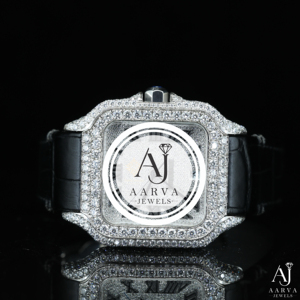 AARVA JEWELS นาฬิกาเพชรทรงสี่เหลี่ยมหรูหรา ตัวเรือนสแตนเลส สายหนัง ระบบอนาล็อก กลไกมิโยตะ 25 มม. หน้าปัดคริสตัลแซฟไฟร์ - Product Image 4