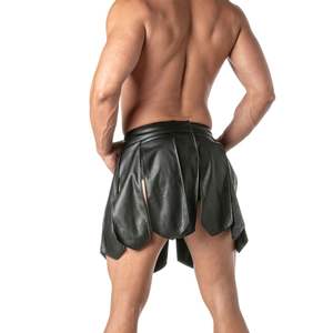 Falda estilo gladiador para hombre, aspecto de cuero negro, ropa de club fetichista, falda sexy llamativa. - Product Image 4