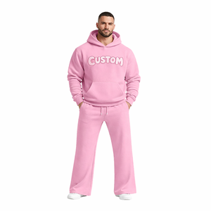 Sudadera con Capucha Rosa para Hombre con Logotipo Personalizado, Impresión Digital, Traje Deportivo de Felpa de Algodón, Ropa Deportiva de Invierno para Gimnasio y Entrenamiento - Product Image 1