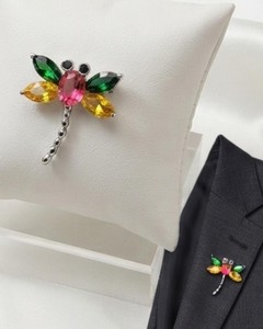 Broche de libélula de cristal colorido y moderno, chapado en plata, con piedras de circonita, pin de solapa, joyería para mujeres y hombres, para bodas - Product Image 1