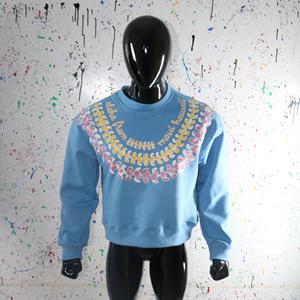 Sweat-shirt à col montant 100% BLEU avec broderie appliquée, col large, URBAN PRODUCTIONS - Product Image 4