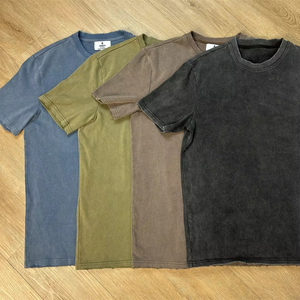 T-shirt oversize délavé à l'acide pour homme, en coton épais, uni, coupe décontractée, OEM - Product Image 5