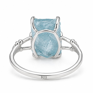 Natural Raw Aquamarine <b>Ring</b> 925 Sterling Silver Handmade Gemstone <b>Ring</b> Organic Branch Design Adjustable <b>Statement</b> Jewelry - Product Image 2