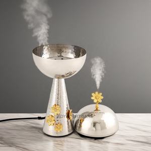 Quemador Bakhoor de acero inoxidable hecho a mano para la decoración de la Mesa del hogar Ramadán Mubkhar Quemador Bakhoor de metal aromático con tapa - Product Image 6