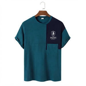 Camiseta de Manga Corta para Hombre Index Apparel, con Bloques de Color, Bolsillo, Cuello Redondo, Estilo Casual, Corte Regular, Tejido de Punto, 100% Algodón, Transpirable - Product Image 1