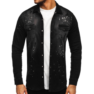 Camisa de Mezclilla al por Mayor, Camisa de Mezclilla de Manga Larga para Hombre, Camisas de Mezclilla Ajustadas de Manga Larga para Otoño, Diseño OEM de Primera Calidad - Product Image 4