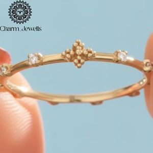 Charm_Jewells 18K Gold Plated Moissanite <b>Ring</b> With <b>Cross</b> Design Minimalist Style Unisex Everyday Wear - Product Image 5