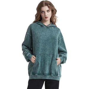 Unisex 380 GSM Acid Wash Style Fleece Hoodie Custom Logo Heavyweight Thick Winter Sweatshirt for Men and Women Front Logo - Product Image 6