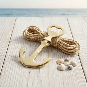 Décapsuleur en laiton en forme d'ancre, finition polie brillante, outil de bar nautique vintage, porte-clés, ouvre-bouteille - Product Image 6