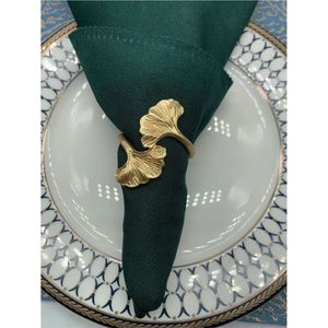 Anneau de serviette de luxe en forme de feuille de Ginkgo, porte-serviettes en métal doré pour la décoration de table de mariage, boucle de serviette élégante pour hôtel, restaurant, banquet - Product Image 1