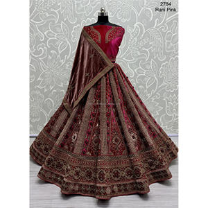 Collections de velours de vêtements de mariée indiens pour la mariée avec le travail de Zarkhan par Fabzone - Product Image 4