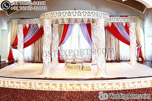 Mandap de Boda del Sur de la India con Diamantes, Columnas de Cristal, Set de Mandap Real, Marco Redondo Exclusivo, en Venta en Los Ángeles, EE. UU. - Product Image 2