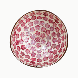 Juego de tazones de coco hechos a mano con diseño de flor de nácar, ecológicos, ligeros, seguros para servir alimentos y decorar el hogar. - Product Image 2