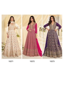 ชุดเดรส Anarkali ดีไซน์เนอร์ Sayuri ผ้าจอร์เจตต์เนื้อหนา ตกแต่งด้วยงานปักเลื่อม สำหรับงานปาร์ตี้ สินค้าส่งออกจากอินเดีย ราคาขายส่ง - Product Image 5