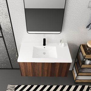 Mobile Bagno Moderno da 36 Pollici con Ante a Chiusura Ammortizzata, Montaggio a Parete e Lavabo, Design a 2 Ante 00636CAW (Imballaggio KD) - Product Image 5