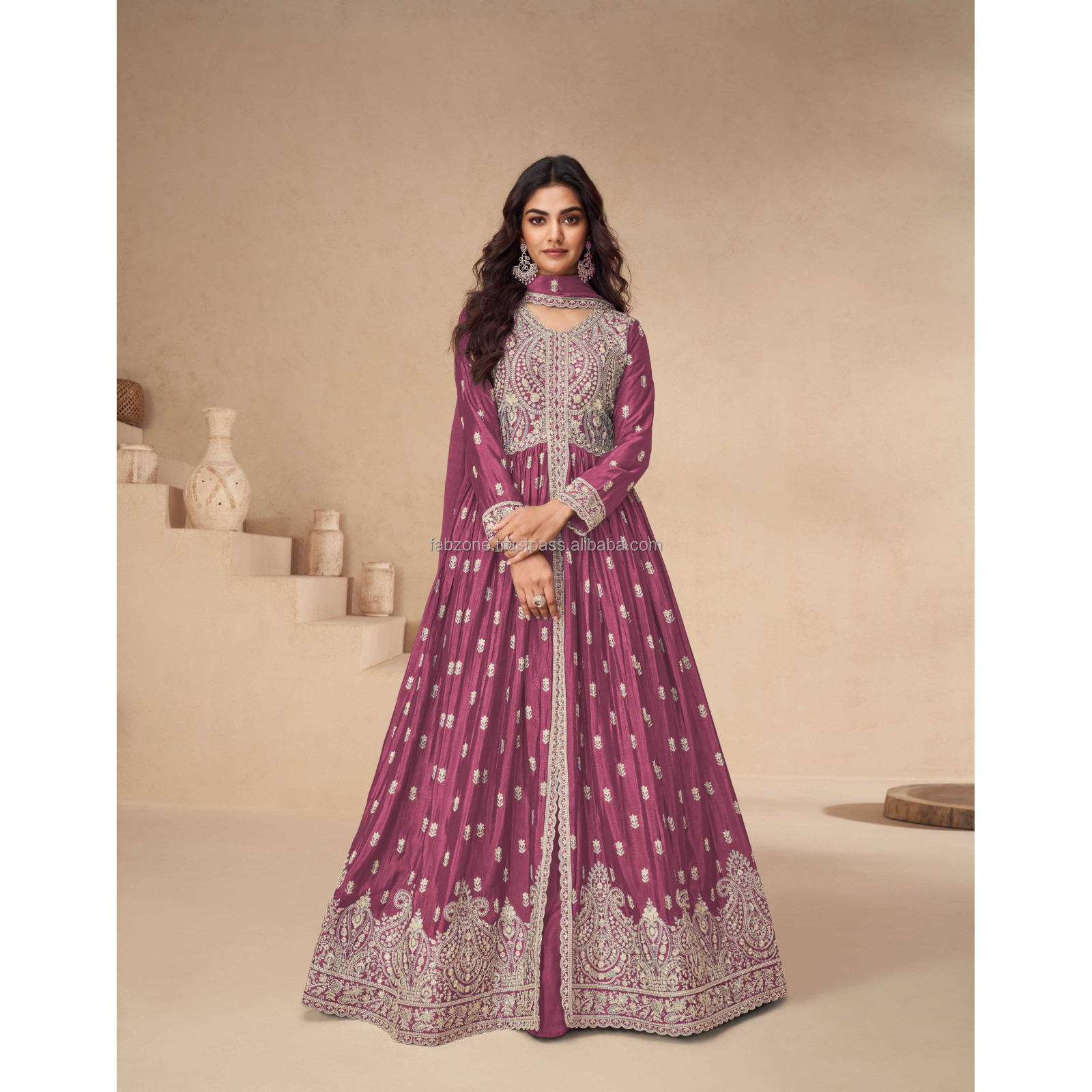 Ajio Purple And Gold Kaftan Dress Authentic Styles With Indian