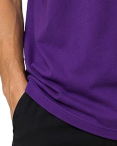 T-shirt Raglan Homme Manches Courtes Col Rond Coton Violet et Jaune Personnalisé Décontracté Streetwear Color Block - Product Image 6