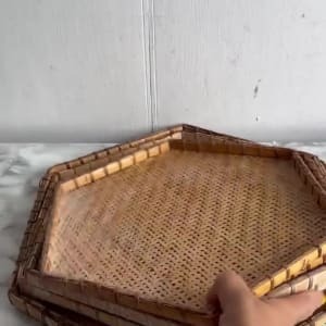 Decorative Hexagon Cane Woven <b>Tray</b> For Coffee Table Centerpiece <b>Snack</b> Serving <b>Tray</b> Home Cafe And Restaurant Use From India - Product Image 6