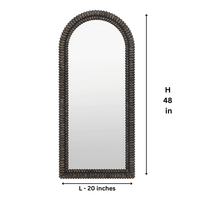 Miroir mural sur pied en bois sculpté artisanal noir personnalisé, design texturé élégant en MDF, pour la maison moderne
