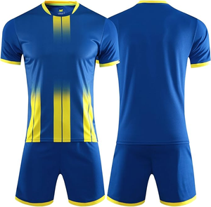 Bon marché Prix Tenue d'entraînement Uniforme d'équipe Chemises athlétiques Kit de vêtements de sport Maillot de football doux pour jeunes de couleur bleue - Product Image 3