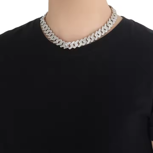 Collier chaîne en moissanite de luxe avec maillons en zigzag glacés |   VVS1 Couleur D |   Argent sterling 925 |   Chaîne de testeur de diamants Hip Hop | - Product Image 1