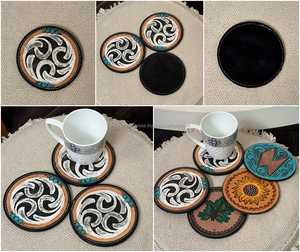 New Customized Handmade Tooled Leather <b>Tea</b> <b>Coaster</b> Set Genuine Leather <b>Coaster</b> for Drinks Western Home Decoration Gifts - Product Image 3