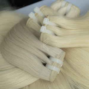 Luxe teint blond 100 pour cent faisceaux de cheveux humains génie trame extension de cheveux naturels humain - Product Image 3